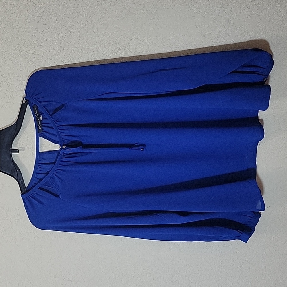 NWOT Blue Long Sleeve Top with Tie